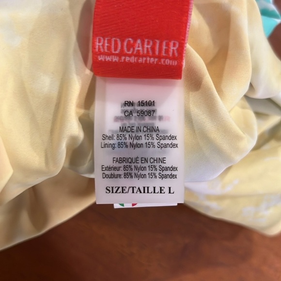 Red Carter ruched maillot tye dye whole piece bathing suit size Large NWT - Picture 9 of 10